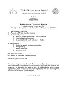 Members: Abigail Meyers Barbara Lonsdale Erin Sullivan Ward  Environmental Committee Agenda