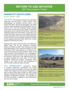 RETURN TO USE INITIATIVE 2007 Demonstration Project KENNECOTT (SOUTH ZONE): South Jordan, Utah