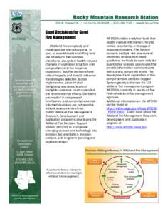 Rocky Mountain Research Station 240 W. Prospect Rd. | Fort Collins, CO 80526 | ([removed] | www.fs.fed.us/rmrs[removed]Providing scientific
