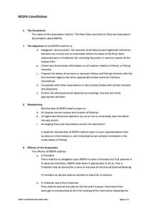 REDFA Constitution  1 The Association The name of the association shall be “The River Eden and District Fisheries Association”