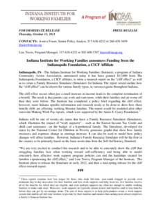 FOR IMMEDIATE RELEASE Thursday, October 13, 2011 PRESS RELEASE  CONTACTS: Jessica Fraser, Senior Policy Analyst, [removed]or[removed]