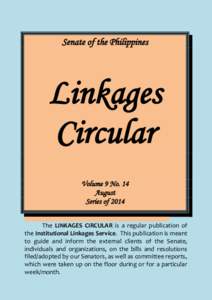 Senate of the Philippines  Linkages Circular Volume 9 No. 14 August