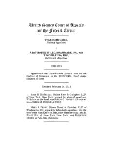 United States Court of Appeals for the Federal Circuit ______________________ STARHOME GMBH, Plaintiff-Appellant, v.