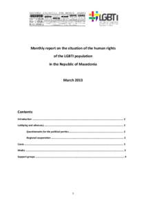 Monthly report on the situation of the human rights of the LGBTI population in the Republic of Macedonia March 2013