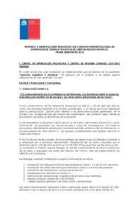 RESPUESTA A OBSERVACIONES REALIZADAS POR COMISION INTERINSTITUCIONAL DE SUPERVISIÓN DE CENTROS PRIVATIVOS DE LIBERTAD REGIÓN TARAPACA PRIMER SEMESTRE DE 2014 I. CENTRO DE INTERNACIÓN PROVISORIA Y CENTRO DE REGIMEN CER