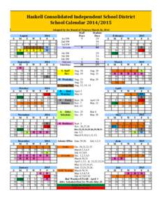 Haskell Consolidated Independent School District School Calendar[removed]