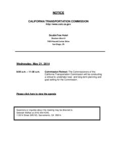 NOTICE CALIFORNIA TRANSPORTATION COMMISSION http://www.catc.ca.gov DoubleTree Hotel Shutters West II