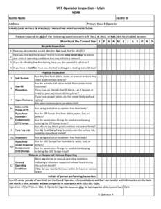 UST Operator Inspection - Utah YEAR Facility Name Facility ID