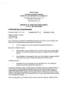 State of Vermont NATURAL RESOURCES BOARD DISTRICT #4 ENVIRONMENTAL COMMISSION 111 West Street Essex Junction Vermont[removed]T[removed]F[removed]