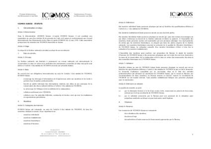 ICOMOS SUISSE - STATUTS 1. Dénomination et siège  Article 6 / Définitions