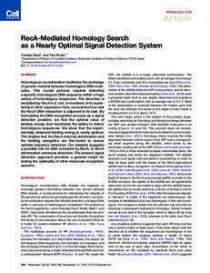 RecA-Mediated Homology Search as a Nearly Optimal Signal Detection System