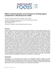 Effect of natural particles on the transport of sorbing organic compounds in saturated porous media