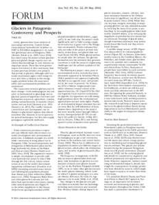 Eos, Vol. 93, No. 22, 29 MayFORUM Glaciers in Patagonia: Controversy and Prospects PAGE 212