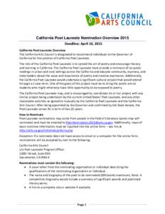 California Poet Laureate Application