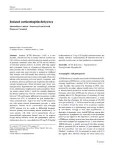 Pituitary DOIs11102Isolated corticotrophin deficiency Massimiliano Andrioli · Francesca Pecori Giraldi · Francesco Cavagnini