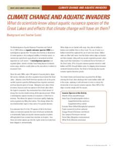 GREAT LAKES CLIMATE CHANGE CURRICULUM  CLIMATE CHANGE AND AQUATIC INVADERS CLIMATE CHANGE AND AQUATIC INVADERS What do scientists know about aquatic nuisance species of the