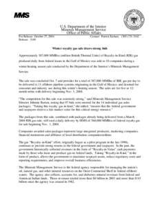 U.S. Department of the Interior Minerals Management Service Office of Public Affairs For Release: October 27, 2004 Release: 3169