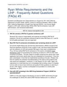 Ryan White Requirements and the LIHP - Frequently Asked Questions #1