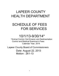     LAPEER COUNTY HEALTH DEPARTMENT SCHEDULE OF FEES