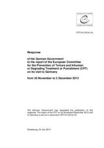 CPT/Inf[removed]Response of the German Government to the report of the European Committee for the Prevention of Torture and Inhuman