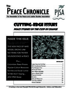 Peace and conflict studies / Drone attacks in Pakistan / Peace movement / Peace and Justice Studies Association / Elise M. Boulding / Betty Williams / World peace / Israeli–Palestinian conflict / Ethics / Peace / Social philosophy