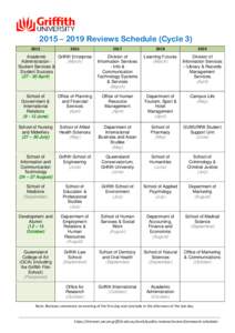 2015 – 2019 Reviews Schedule (Cycle[removed]Academic