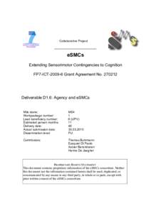 Collaborative Project  eSMCs Extending Sensorimotor Contingencies to Cognition FP7-ICTGrant Agreement No