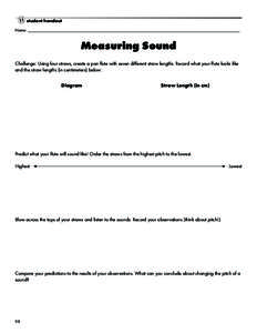 student handout Name: ______________________________________________________________________________________________________ Measuring Sound Challenge: Using four straws, create a pan flute with seven different straw len