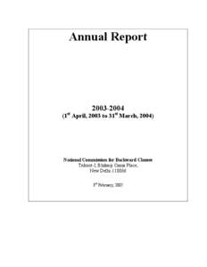 Annual Report[removed]1st April, 2003 to 31st March, 2004)