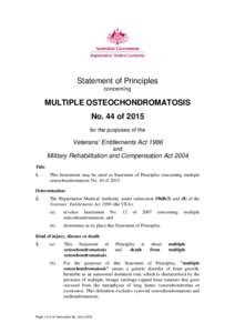 Statement of Principles concerning MULTIPLE OSTEOCHONDROMATOSIS   No. 44 of 2015