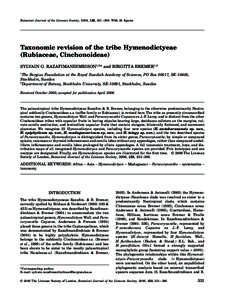 Blackwell Publishing LtdOxford, UKBOJBotanical Journal of the Linnean Society0024-4074The Linnean Society of London, 2006? ? Original Article REVISION OF HYMENODICTYEAE S. G. RAZAFIMANDIMBISON and B. BREME