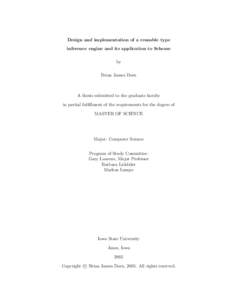 Design and implementation of a reusable type inference engine and its application to Scheme by Brian James Dorn  A thesis submitted to the graduate faculty
