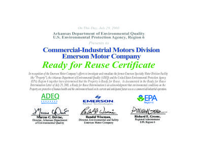 On This Day, July 29, 2003  Arkansas Department of Environmental Quality U.S. Environmental Protection Agency, Region 6 Presents to