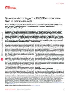 Articles  Genome-wide binding of the CRISPR endonuclease Cas9 in mammalian cells  © 2014 Nature America, Inc. All rights reserved.