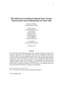 1  The behaviour of sentiment-induced share returns: Measurement when fundamentals are observable Richard A Brealey London Business School