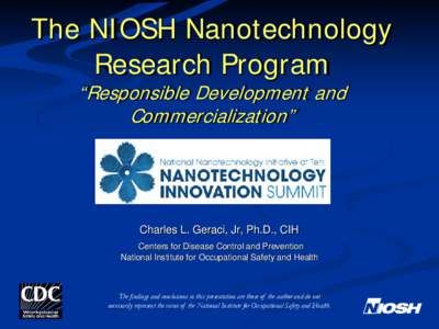 The NIOSH Nanotechnology Research Program