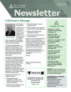 Volume 5, Issue 2 August/September 2005 ® Chairman’s Message Dear Friends of