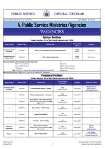 PUBLIC SERVICE  OFFICIAL CIRCULAR Issued weekly by the Public Service Commission