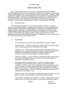 CHAPTER THREE INORGANIC ANALYTES Prior to employing the methods in this chapter, analysts are advised to consult the disclaimer statement at the front of this manual and the information in Chapter Two for guidance on the