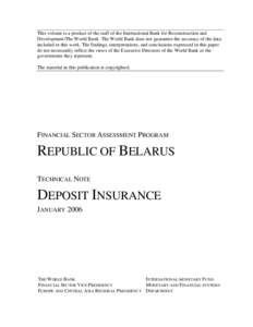 This volume is a product of the staff of the International Bank for Reconstruction and Development/The World Bank. The World Bank does not guarantee the accuracy of the data included in this work. The findings, interpret