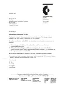 Microsoft Word - TIO Submission - Small Business Commissioner Bill 2013_20 March 2013.docx