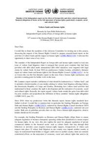 Mandate of the Independent expert on the effects of foreign debt and other related international financial obligations of States on the full enjoyment of human rights, particularly economic, social and cultural rights Vu