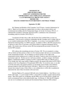 TESTIMONY OF JOHN PETER SUAREZ ASSISTANT ADMINISTRATOR FOR ENFORCEMENT AND COMPLIANCE ASSURANCE U.S. ENVIRONMENTAL PROTECTION AGENCY BEFORE THE