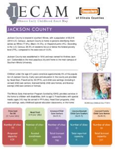 Snapshots of Illinois Counties JACKSON COUNTY Jackson County is located in southern Illinois, with a population of 60,[removed]U.S. Census). Jackson County is home to persons identifying themselves as White (77.8%), Bla
