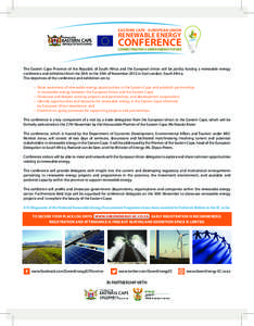 EASTERN CAPE - EUROPEAN UNION  RENEWABLE ENERGY CONFERENCE CONNECTING FOR A GREEN ENERGY FUTURE