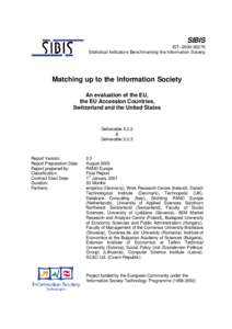 SIBIS IST–[removed]Statistical Indicators Benchmarking the Information Society Matching up to the Information Society An evaluation of the EU,