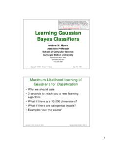 Machine learning / Estimation theory / Naive Bayes classifier / Maximum likelihood / Classifier / Statistics / Bayesian statistics / Statistical classification