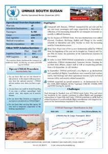 UNHAS, our wings save lives  UNHAS SOUTH SUDAN Monthly Operational Review (September[removed]Operational Overview September