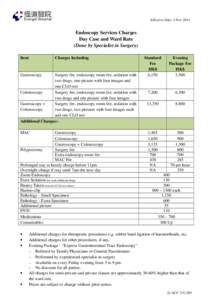 Effective Date: 1 Nov[removed]Endoscopy Services Charges Day Case and Ward Rate (Done by Specialist in Surgery) Item