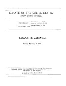 SENATE OF THE UNITED STATES NINETY-EIGHTH CONGRESS FIRST SESSION { SECOND SESSION {